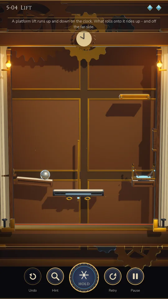 Level 5-04 Lift with a moving platform carrying the marble across the cabinet.